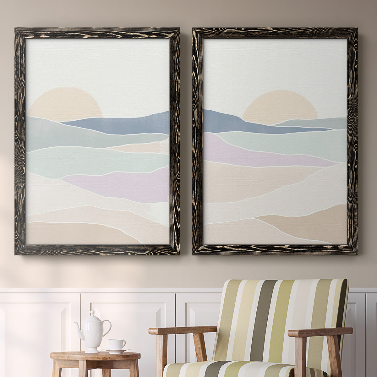 Wave Tableau I - Premium Framed Canvas 2 Piece Set - Ready to Hang