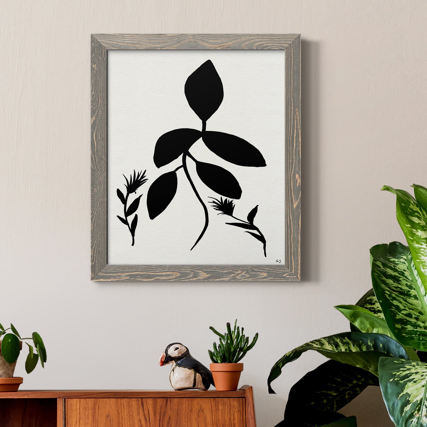 Silhouette Garden I - Premium Canvas Framed in Barnwood - Ready to Hang