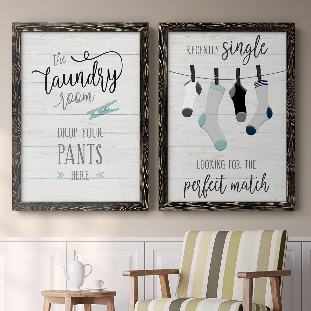 Drop Your Pants - Premium Framed Canvas 2 Piece Set - Ready to Hang