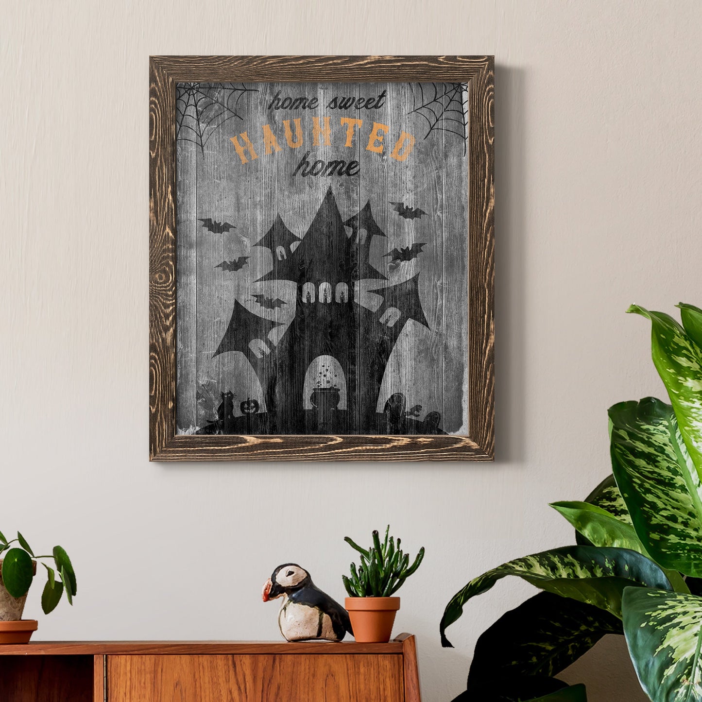 Haunted House - Premium Canvas Framed in Barnwood - Ready to Hang