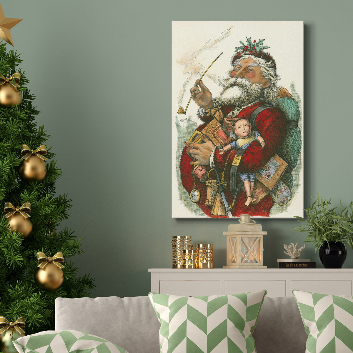 Merry Santa Premium Gallery Wrapped Canvas - Ready to Hang