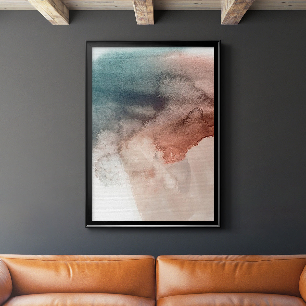 Red Ochre Abstract III - Modern Framed Canvas Print