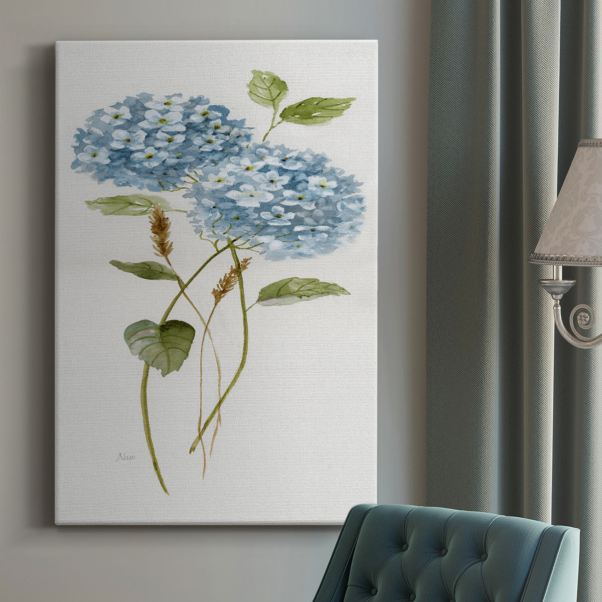 Petite Blue Hydrangea II Premium Gallery Wrapped Canvas - Ready to Hang