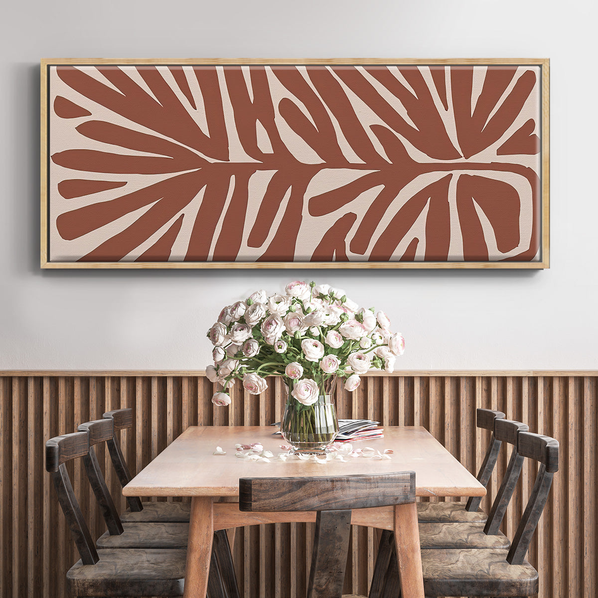 Terra Cotta Block Palms IV - Floater Framed Canvas Print