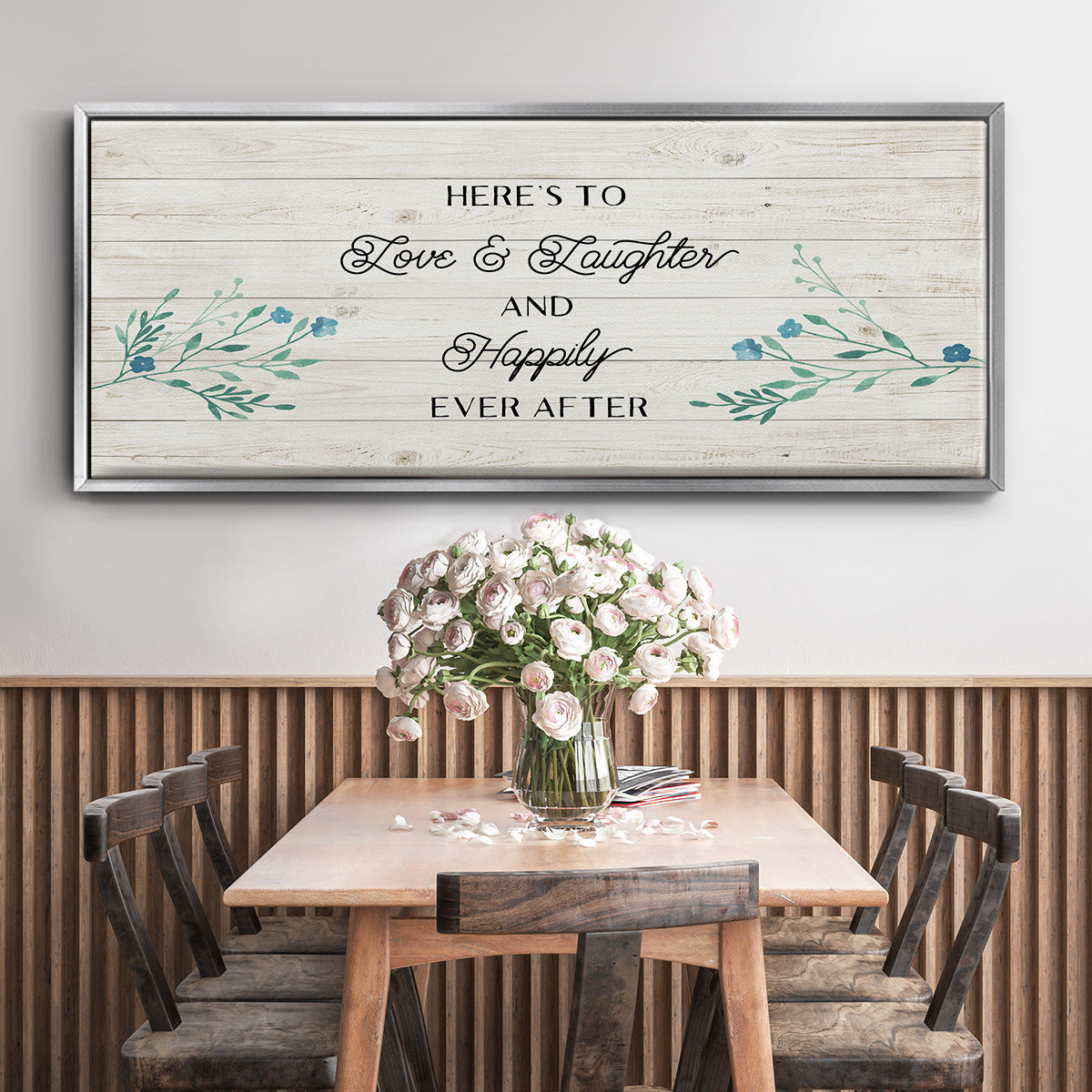 Floral Happily - Floater Framed Canvas Print