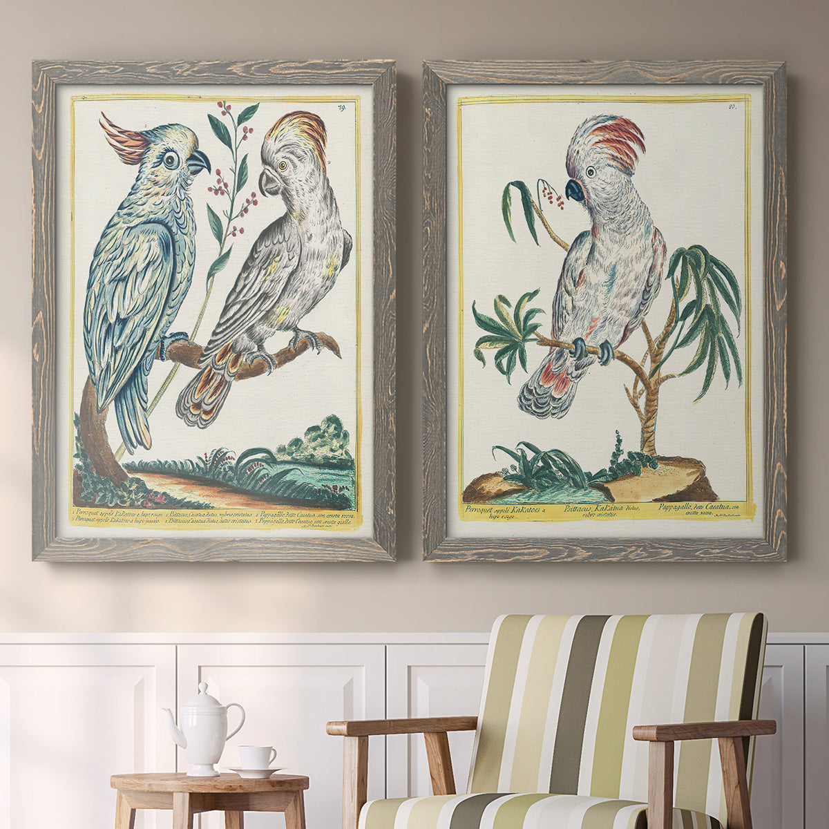 Pastel Birds I - Premium Framed Canvas 2 Piece Set - Ready to Hang