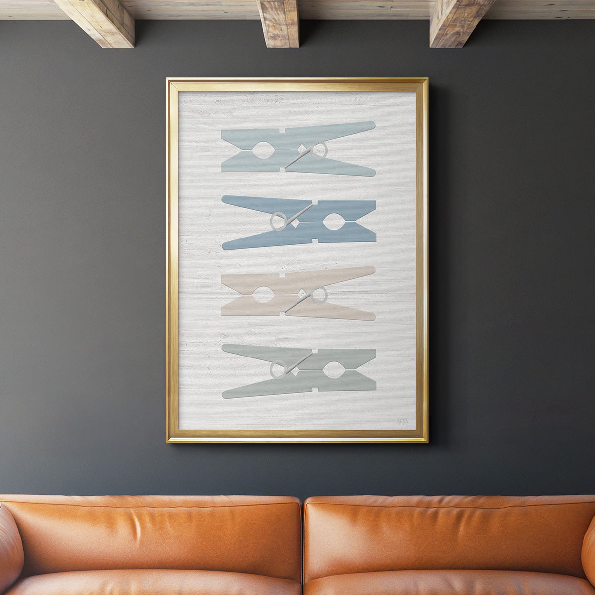 Laundry Pins - Modern Framed Canvas Print