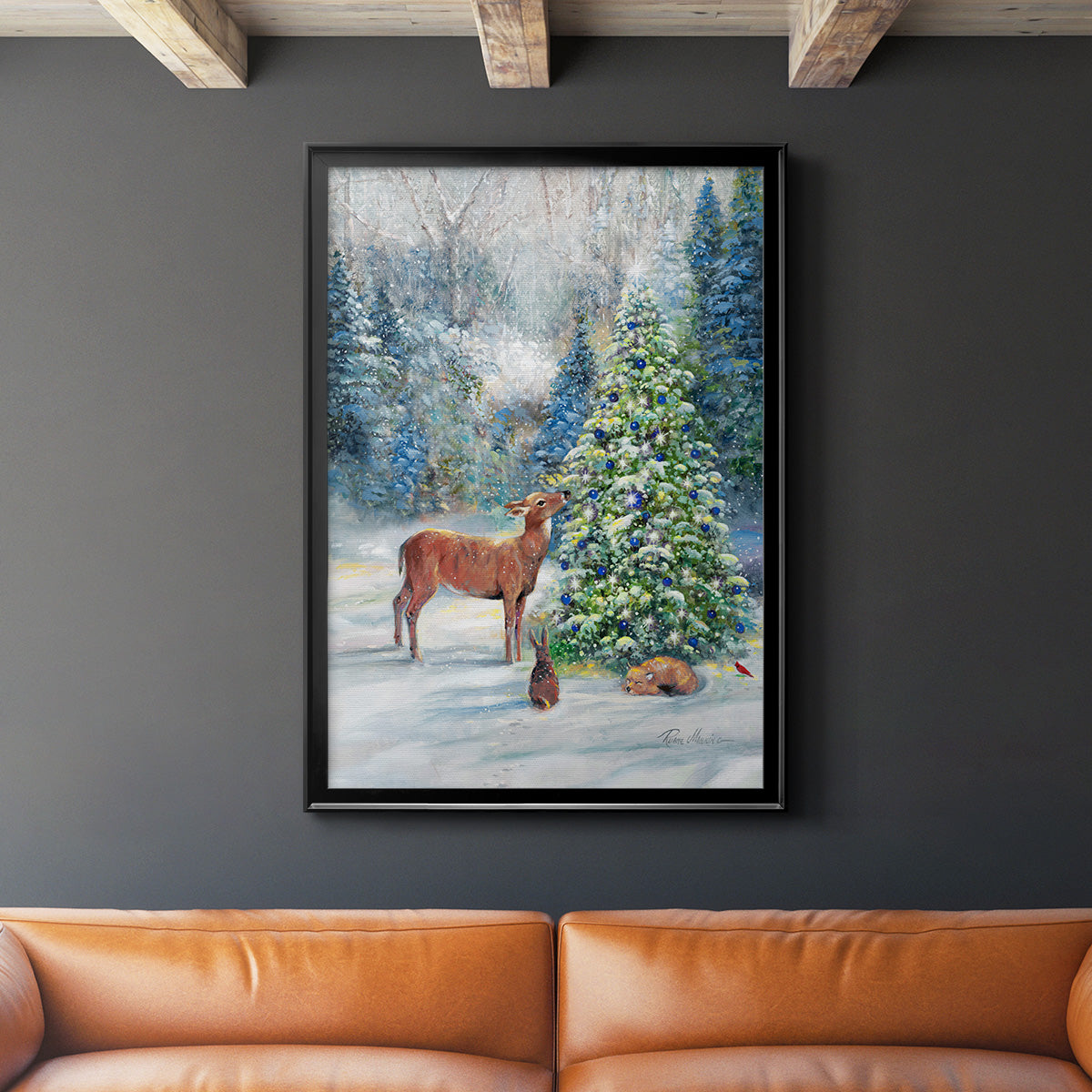 Winter Gathering - Modern Framed Canvas Print