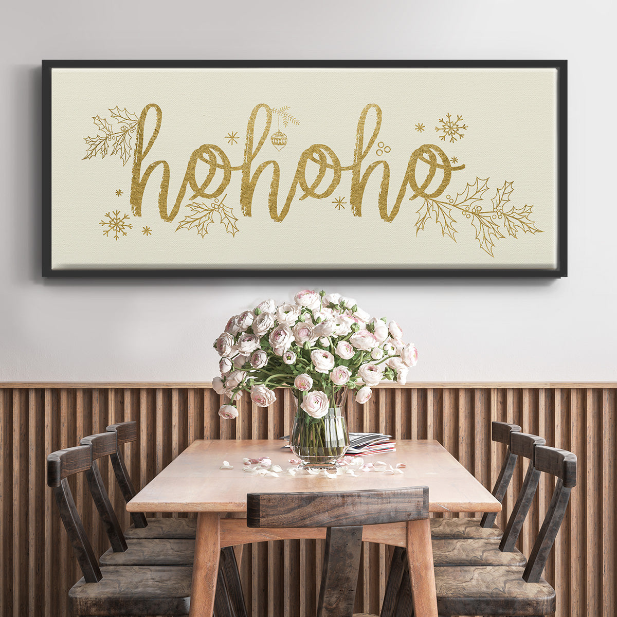 Golden HoHoHo - Floater Framed Canvas Print