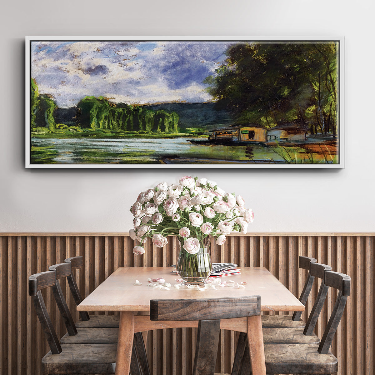 The Banks of the Seine near Jeufosse (Eure), 1880 - Floater Framed Canvas Print