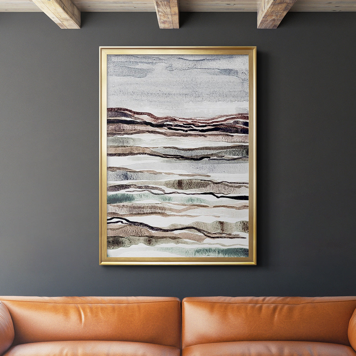 Muted Earth Layers I - Modern Framed Canvas Print