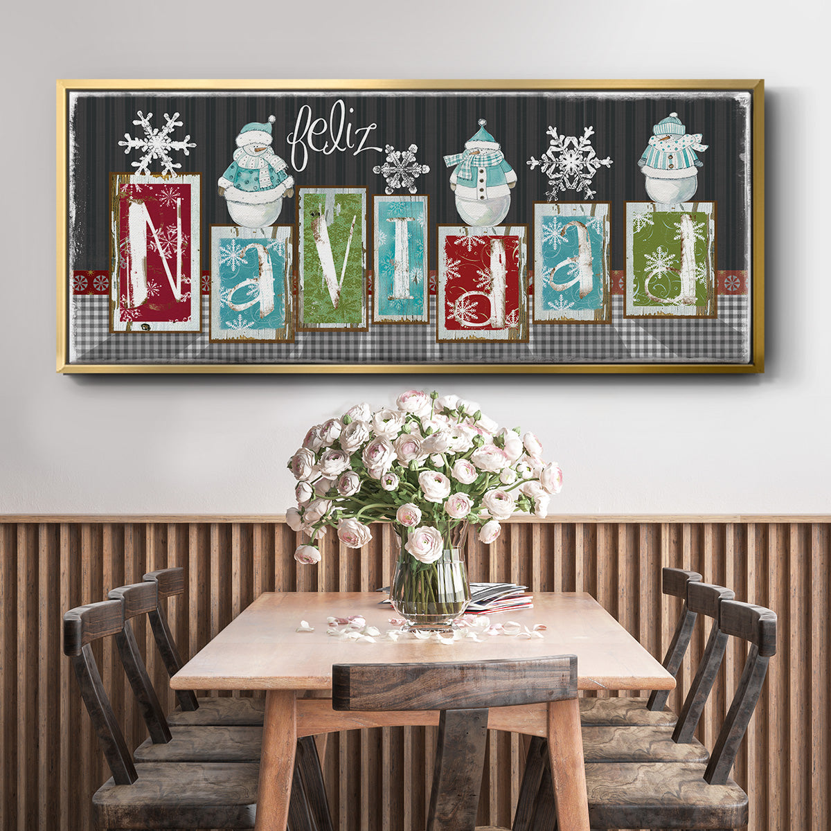 Navidad Blocks - Floater Framed Canvas Print