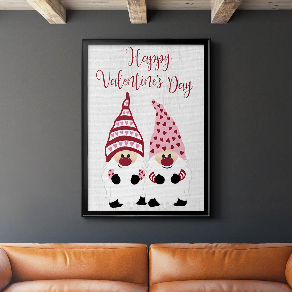 Valentines Gnomes - Modern Framed Canvas Print