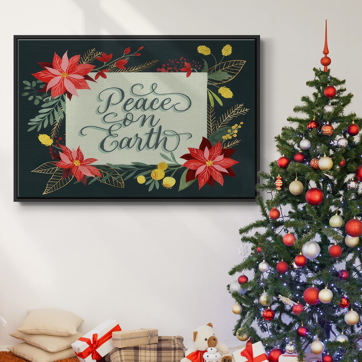 Bright Christmas Night  II - Framed Gallery Wrapped Canvas in Floating Frame