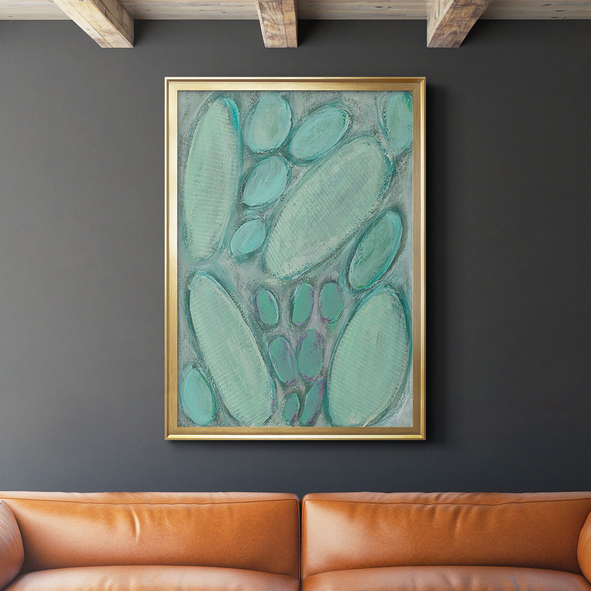 Blue Orbs I - Modern Framed Canvas Print