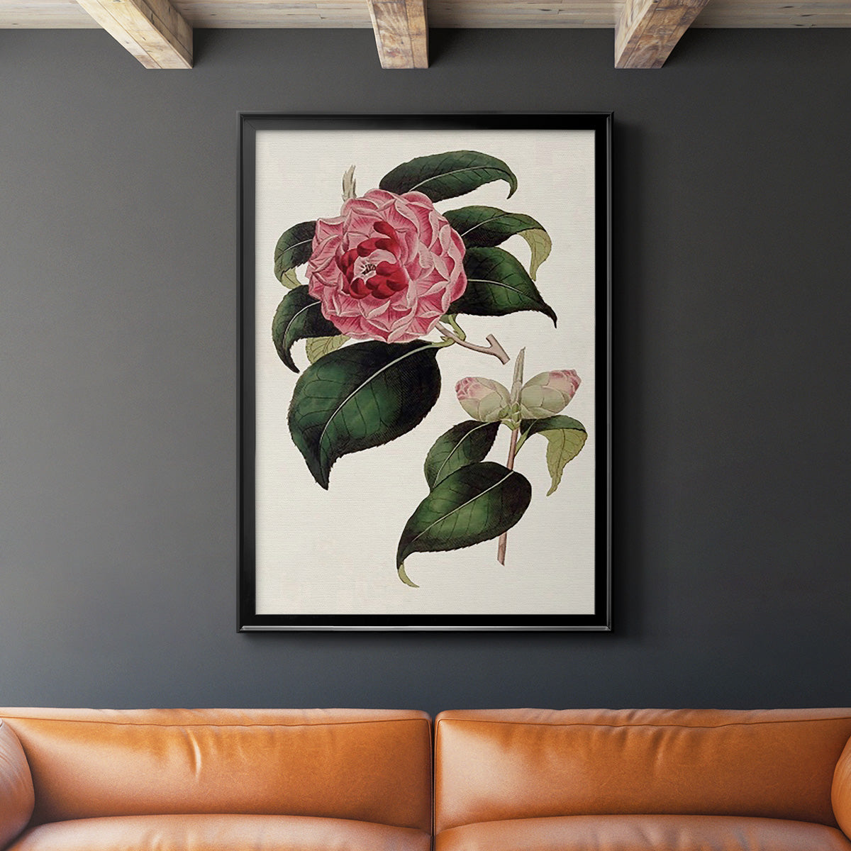Pink Floral Mix III - Modern Framed Canvas Print