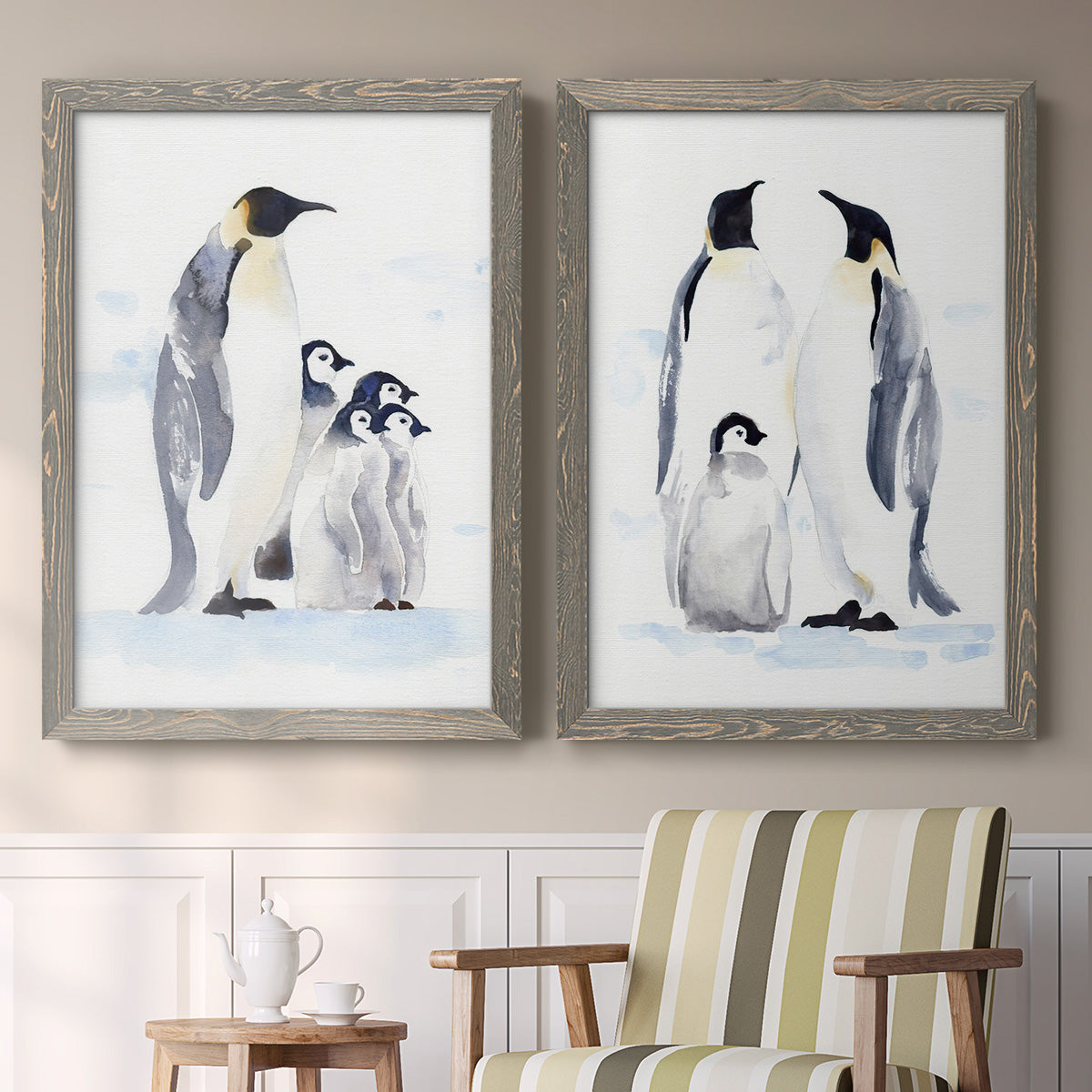 Emperor Penguins I - Premium Framed Canvas 2 Piece Set - Ready to Hang