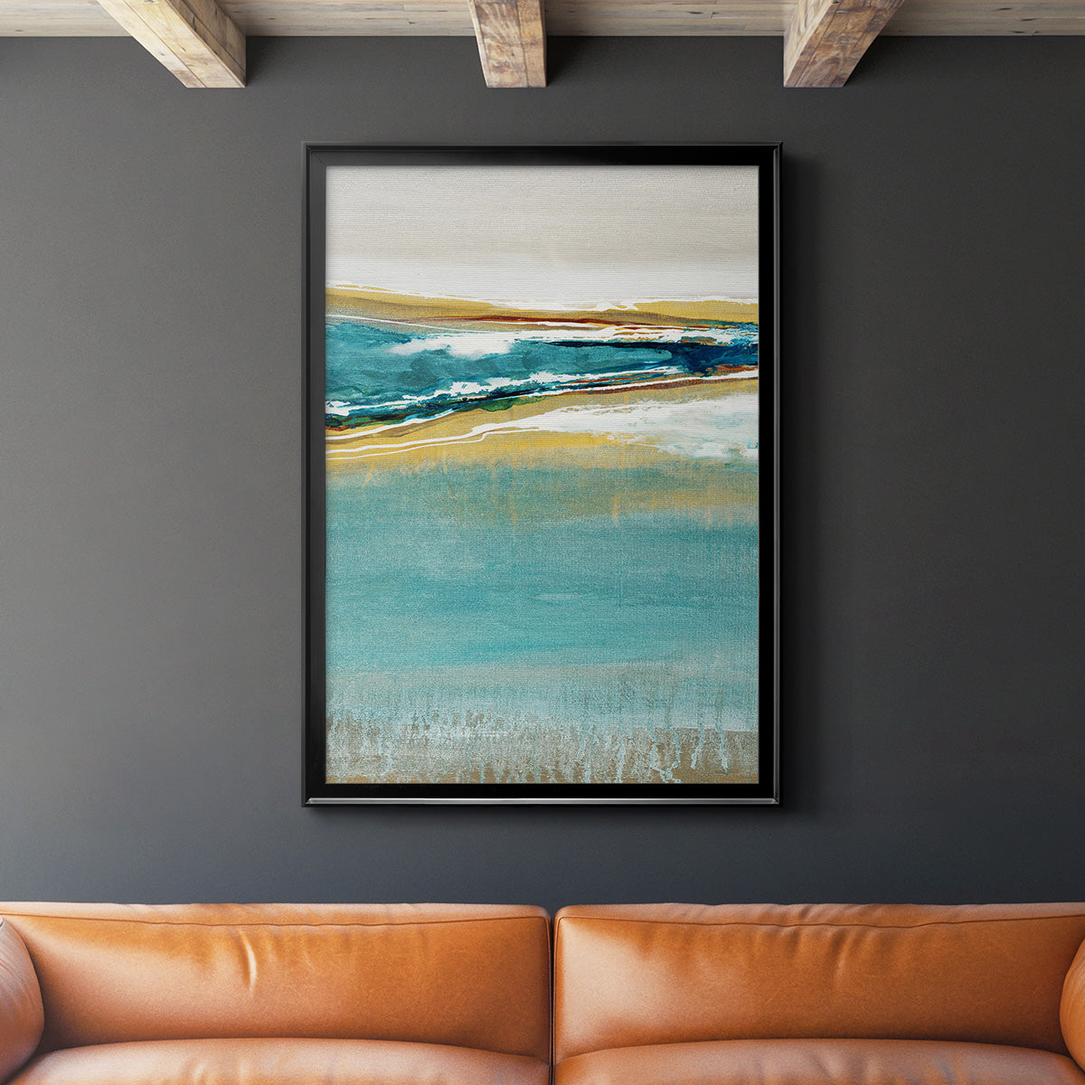 Aqua Quartz V1 - Modern Framed Canvas Print