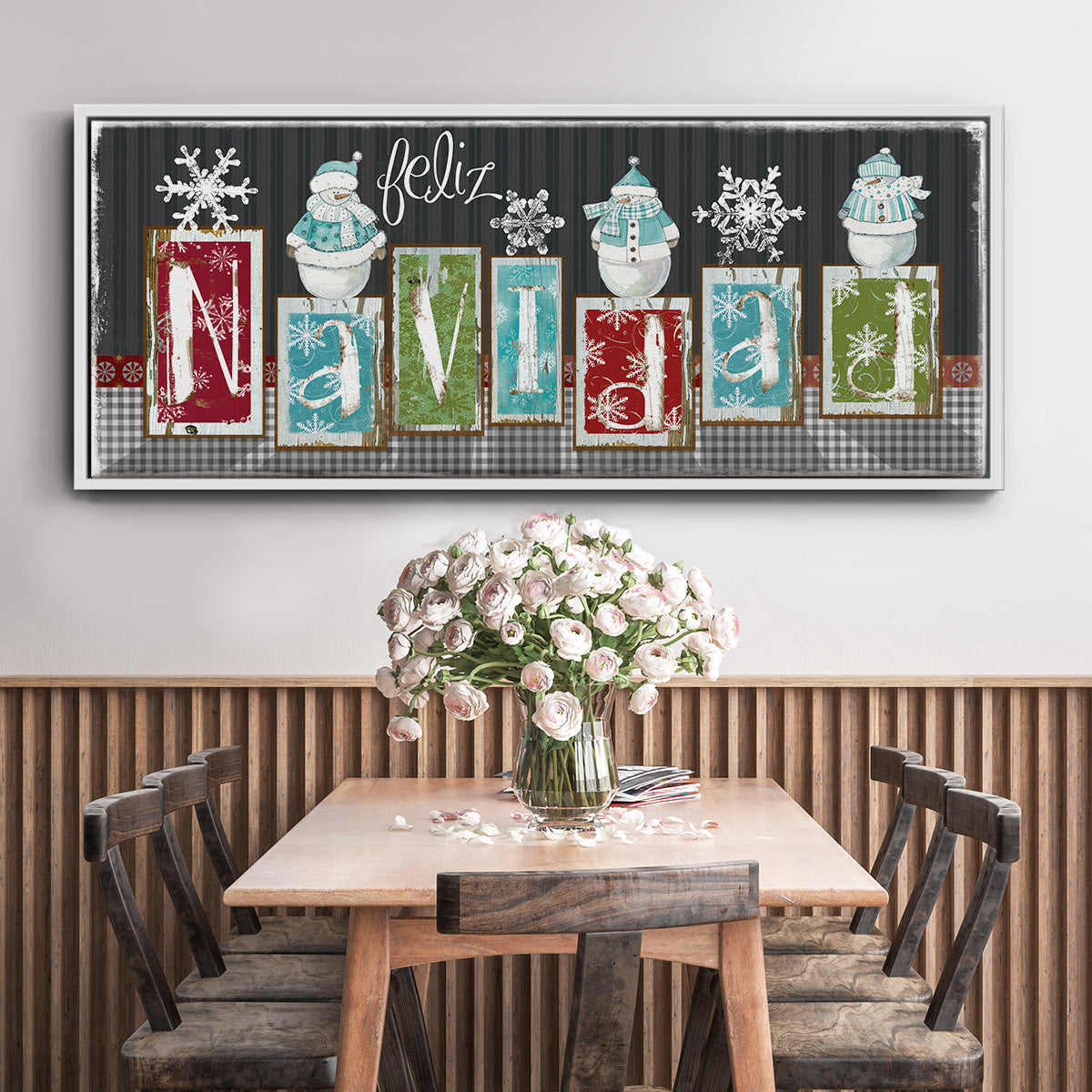 Navidad Blocks - Floater Framed Canvas Print