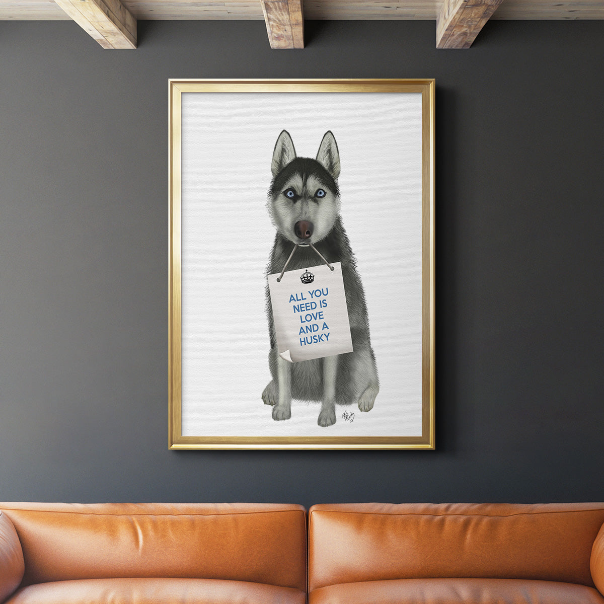 Love and Husky - Modern Framed Canvas Print