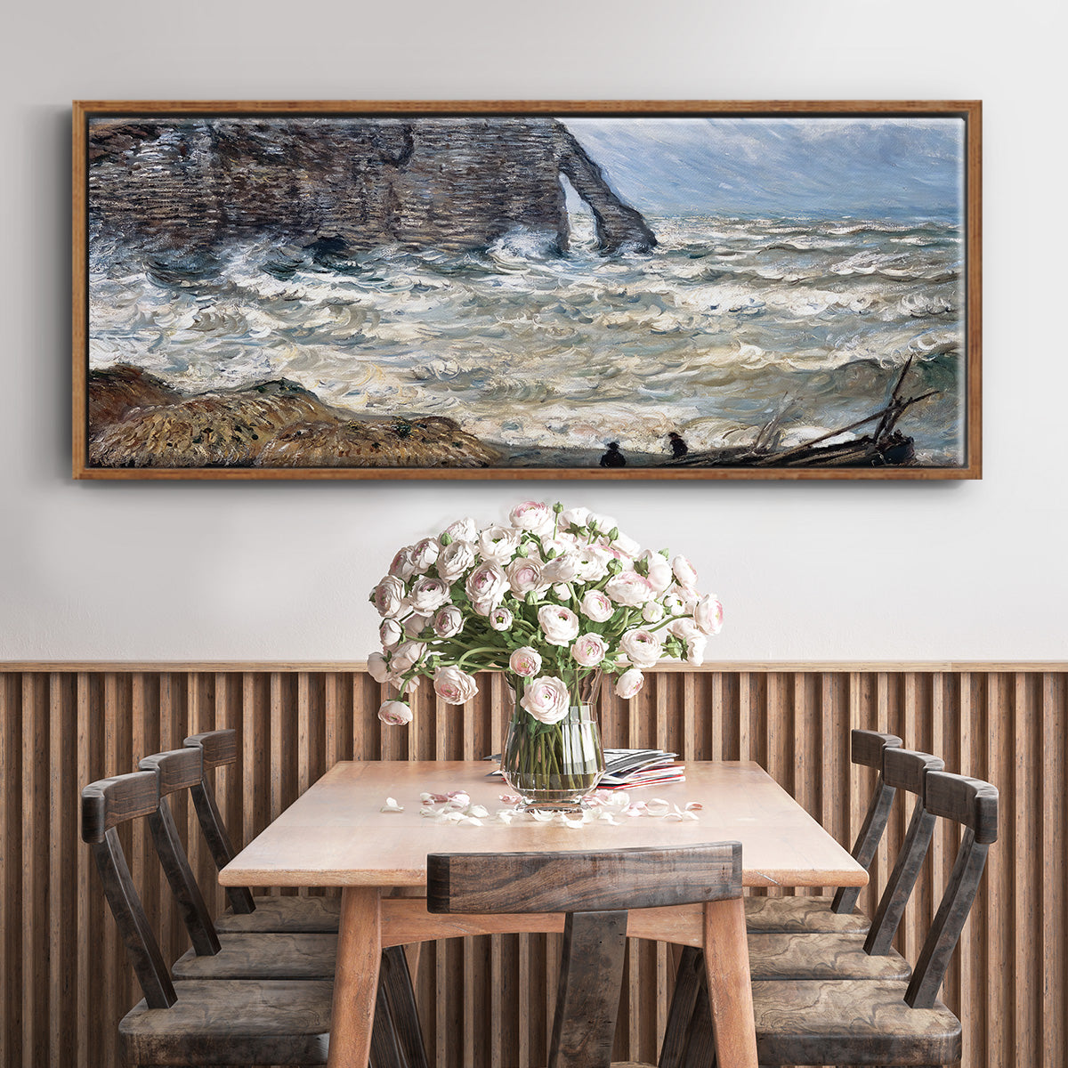 The Manneport, Étretat, Rough Sea, 1883 - Floater Framed Canvas Print