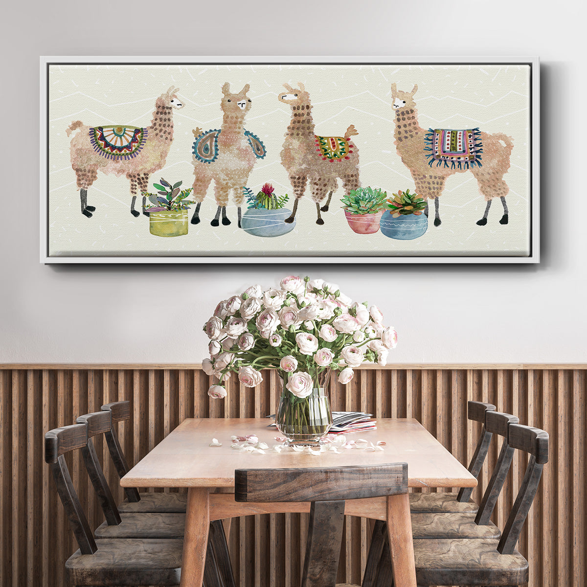 Llama Party - Floater Framed Canvas Print