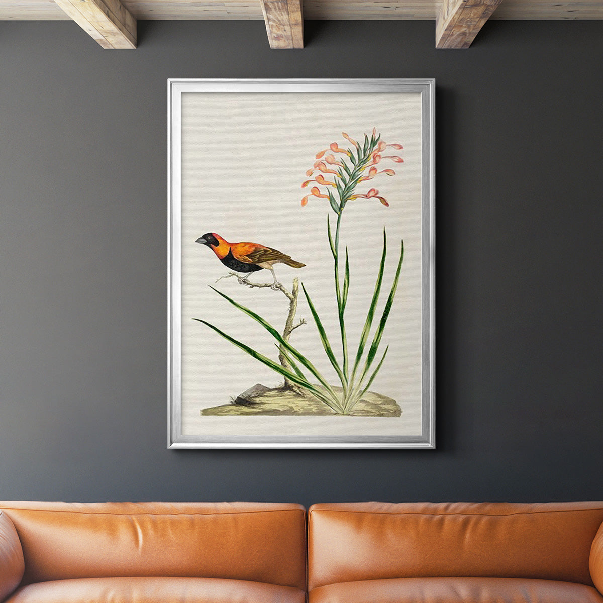 Bird in Habitat III - Modern Framed Canvas Print