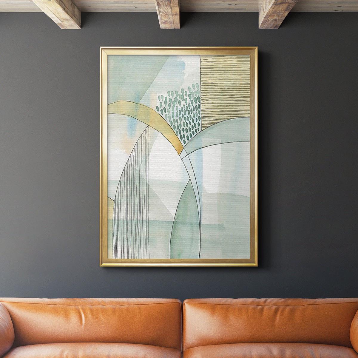 Mint Reflection I - Modern Framed Canvas Print