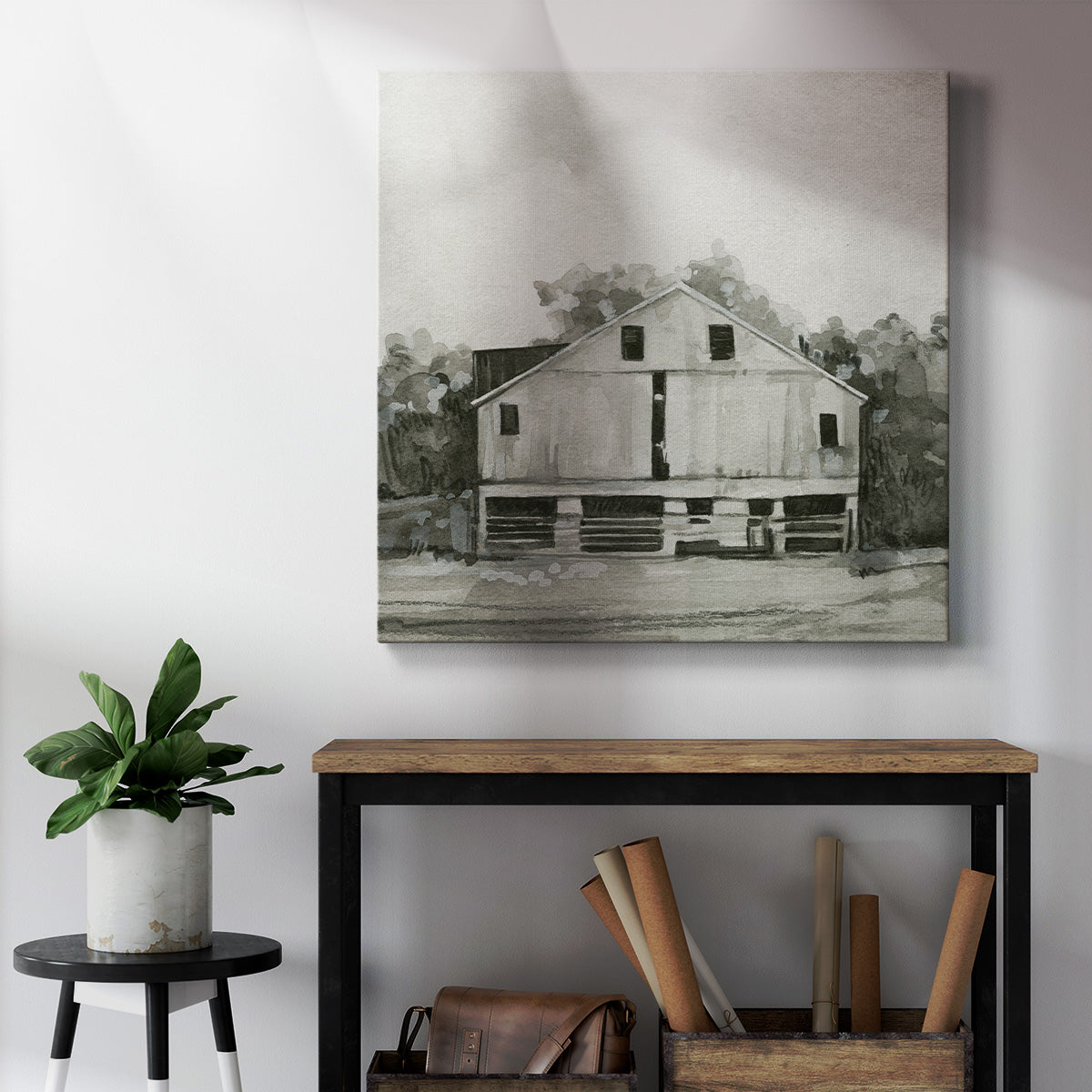 Solemn Barn Sketch I-Premium Gallery Wrapped Canvas - Ready to Hang