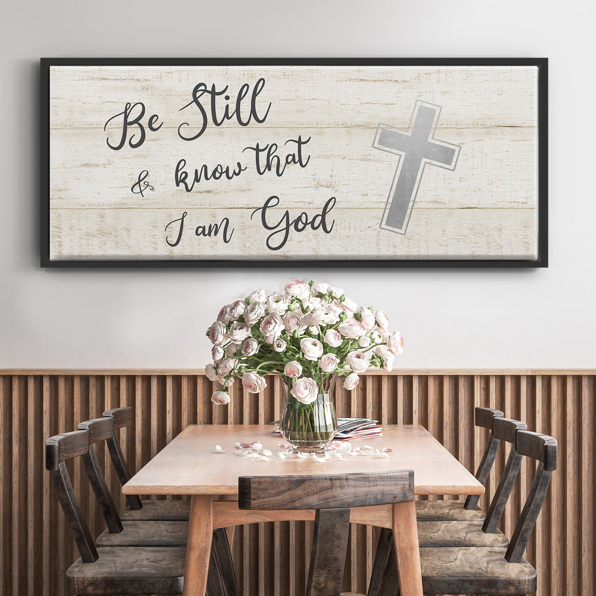 Be Still Cross - Floater Framed Canvas Print