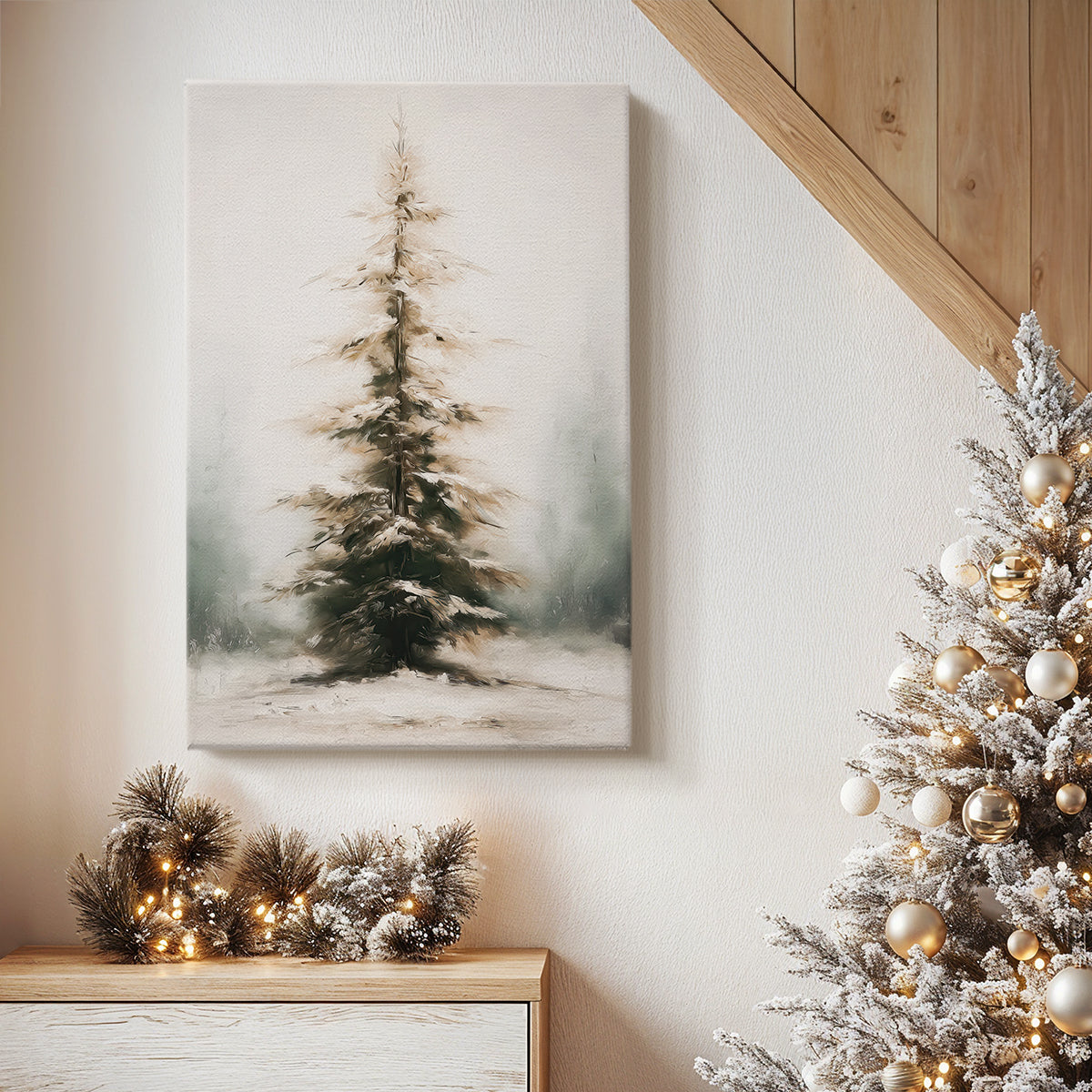 Night of Pearled Fir - Canvas Art Print