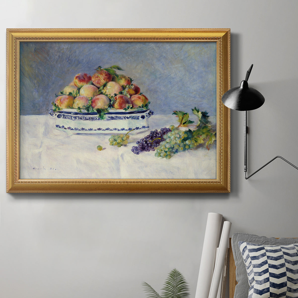 Still Life with Peaches and Grapes Premium Framed Canvas- Ready to Hang