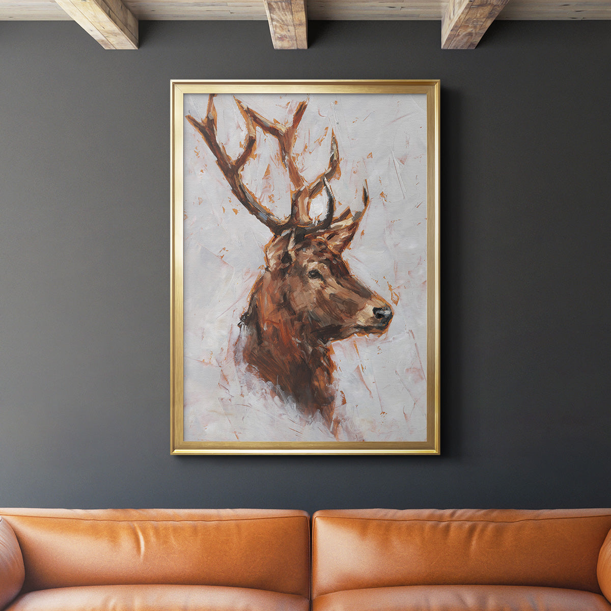 Stag Study II - Modern Framed Canvas Print