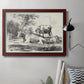 Classical pastoral landscape artwork by Nicolas Berchem in an ornate cherry burl wood frame displayed in a neutral interior setting.