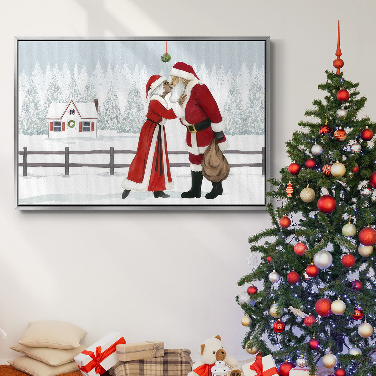 Christmas Love Collection A - Framed Gallery Wrapped Canvas in Floating Frame