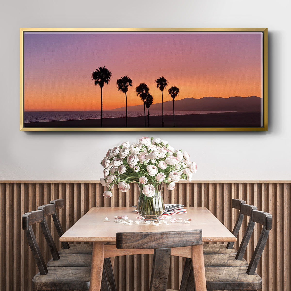 Sunset of Santa Monica - Floater Framed Canvas Print