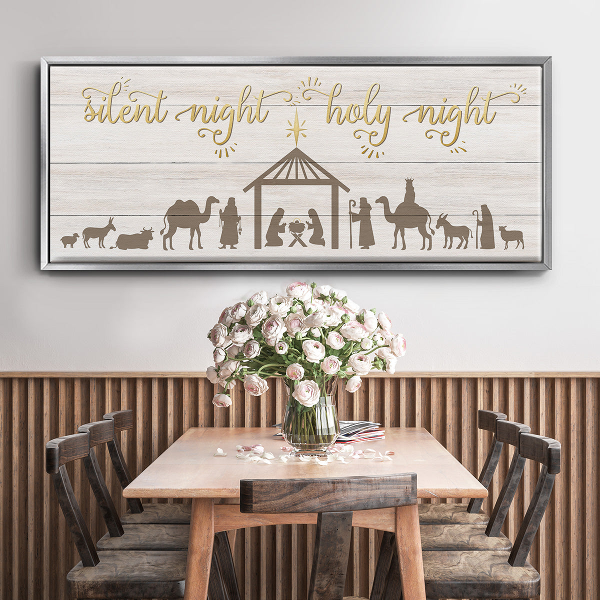 Silent Night Nativity - Floater Framed Canvas Print