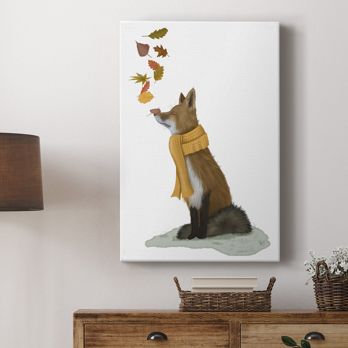 Fox Leaves on Nose - Canvas Art Print
