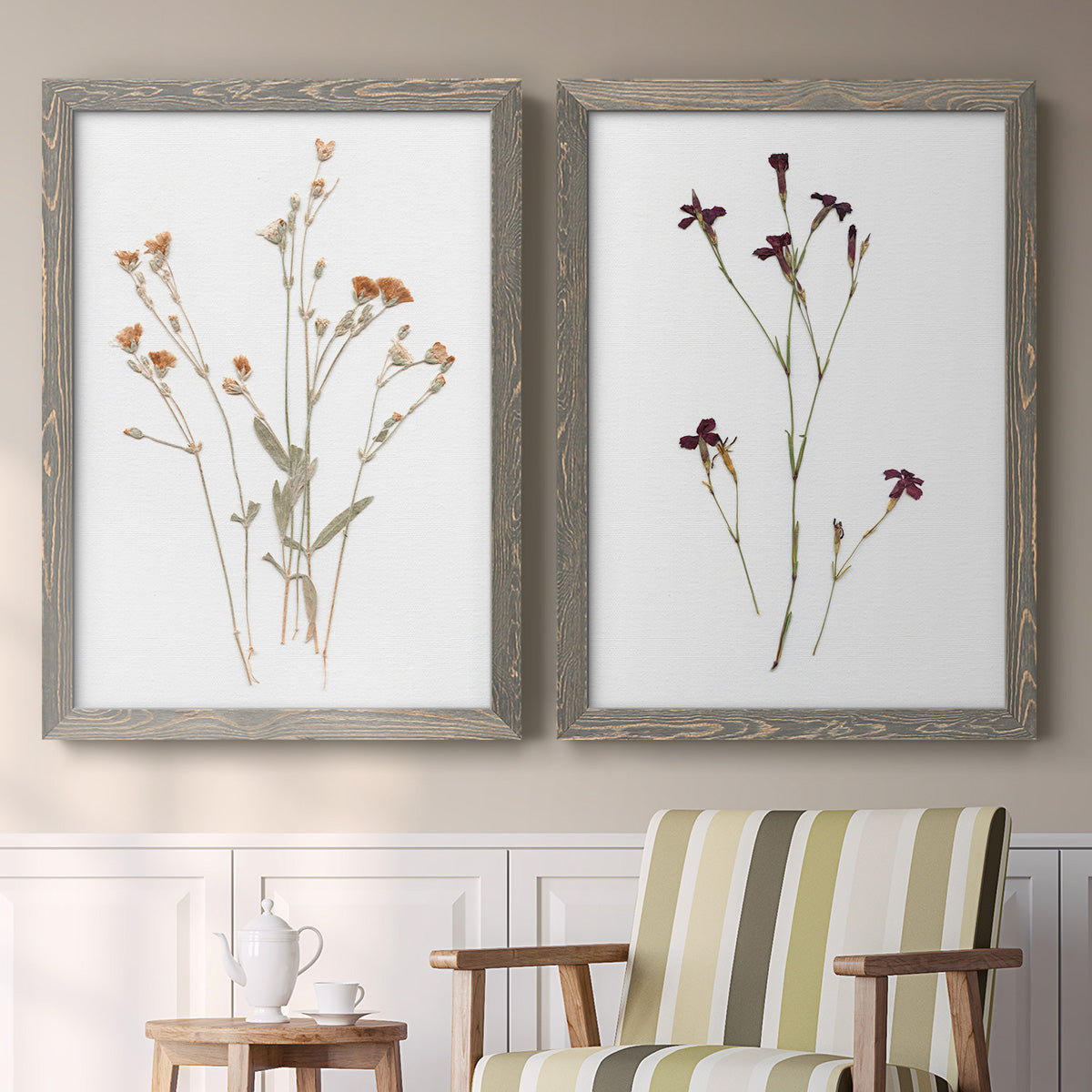 Pressed Botanical I - Premium Framed Canvas 2 Piece Set - Ready to Hang