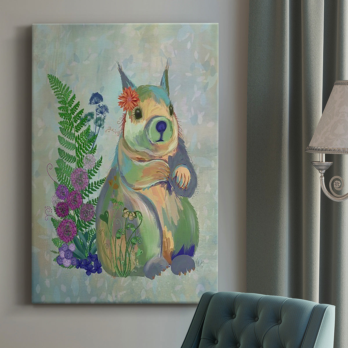 Fantastic Florals Squirrel - Canvas Art Print