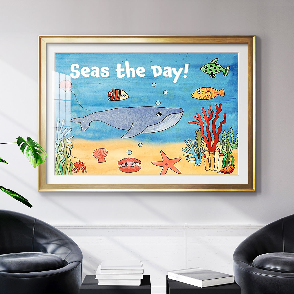 Cute Sea Creatures II - Modern Framed Art Print
