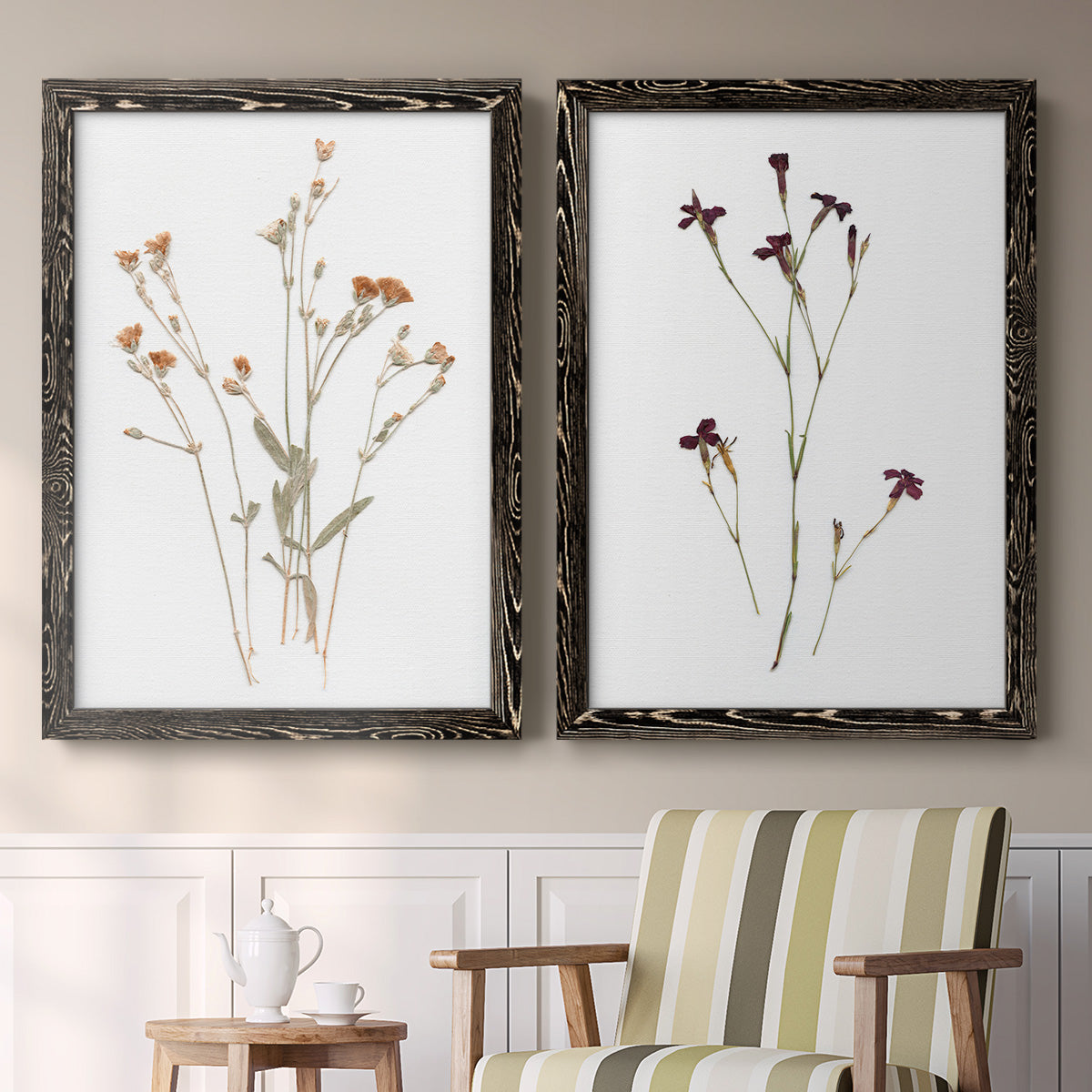 Pressed Botanical I - Premium Framed Canvas 2 Piece Set - Ready to Hang