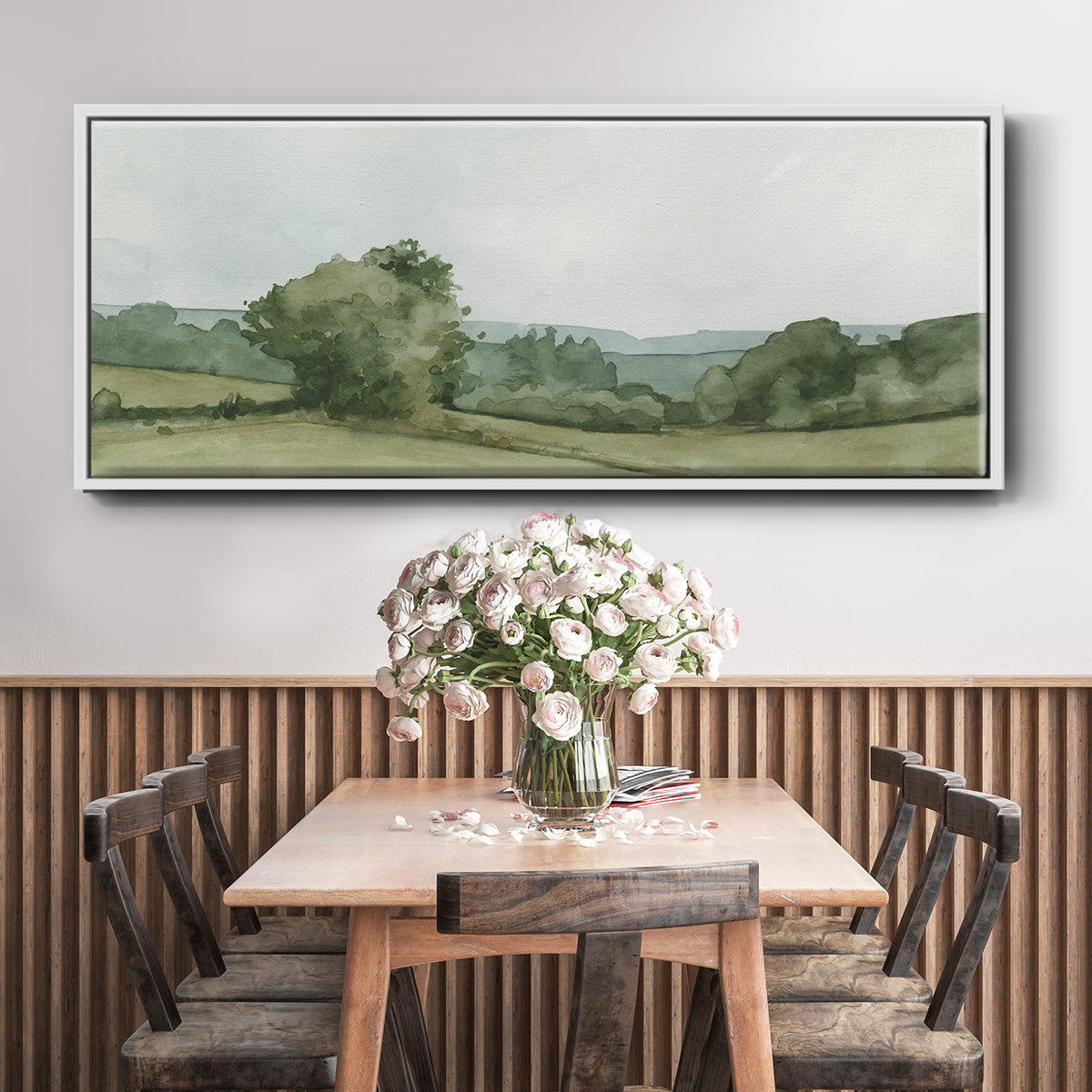 Vintage Landscape Sketch I - Floater Framed Canvas Print