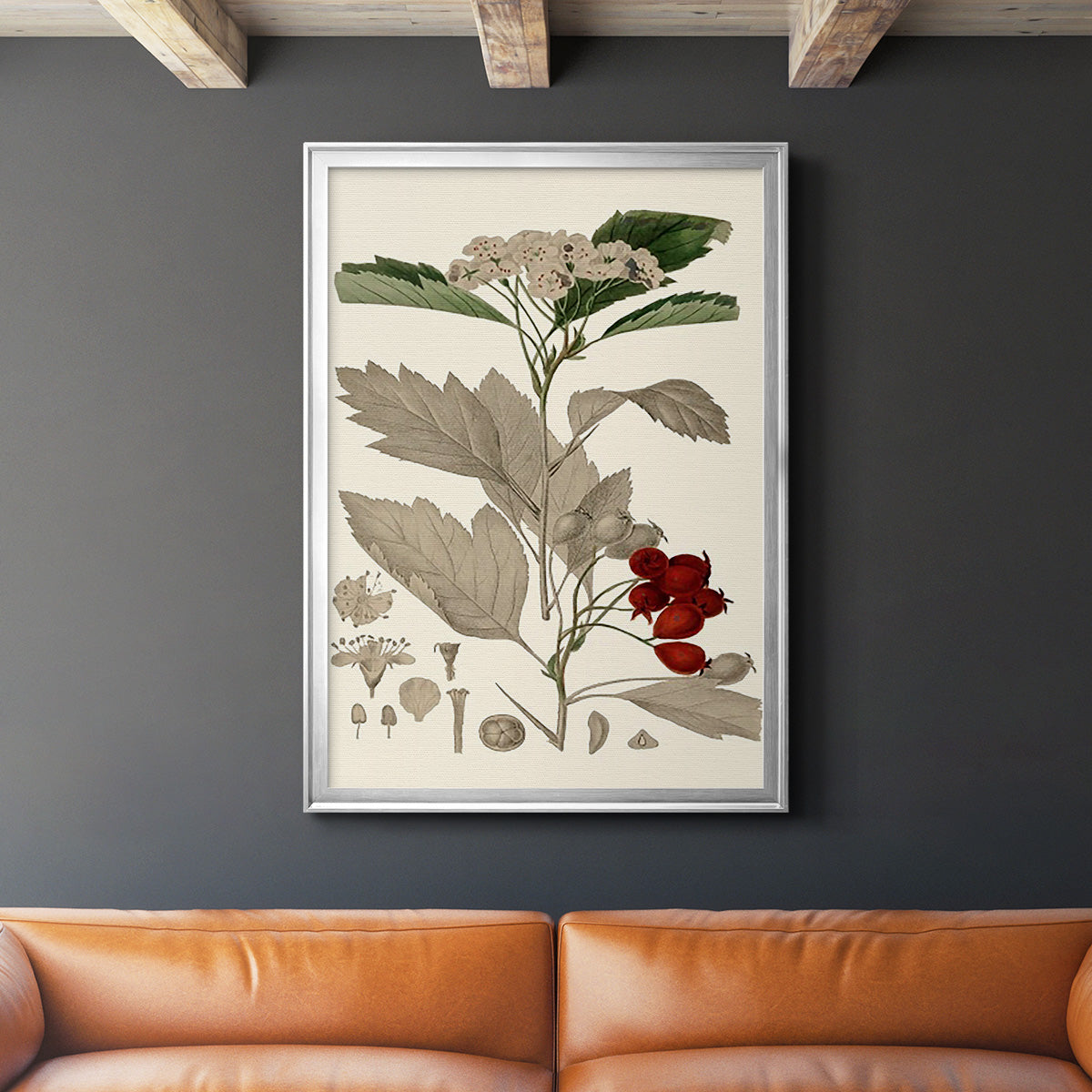 Leaves & Berries I - Modern Framed Canvas Print