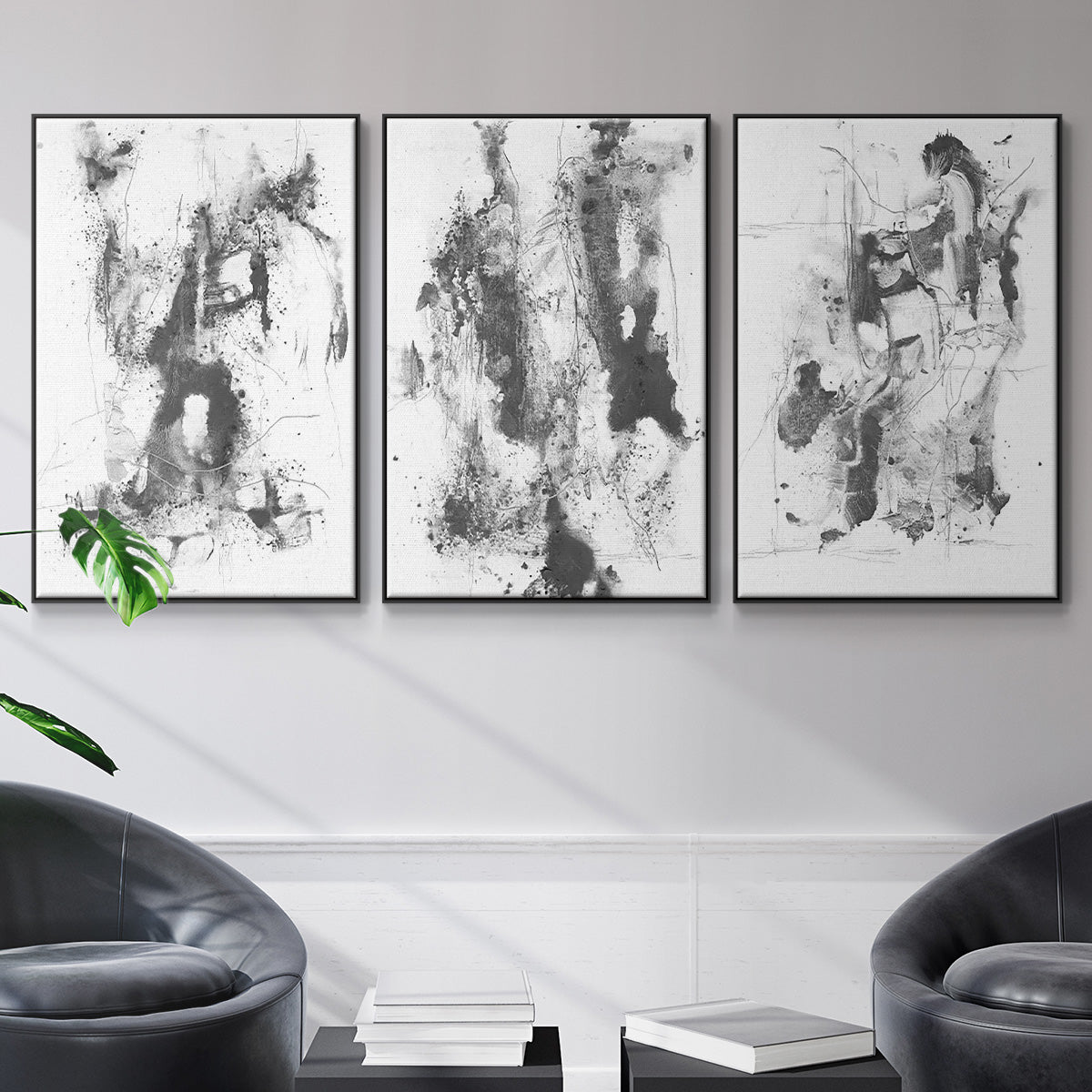 Graphite Abstract I - Floater Framed Canvas Set