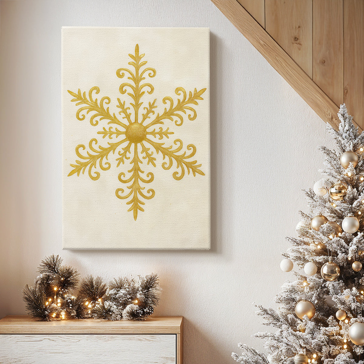 Tinsel-Gold Night Square - Canvas Art Print
