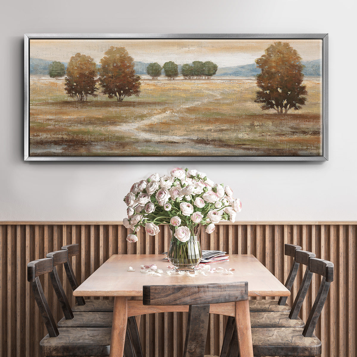 Linen Landscape I - Floater Framed Canvas Print
