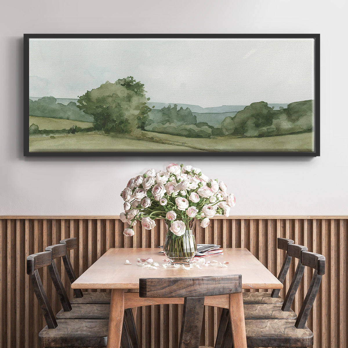 Vintage Landscape Sketch I - Floater Framed Canvas Print