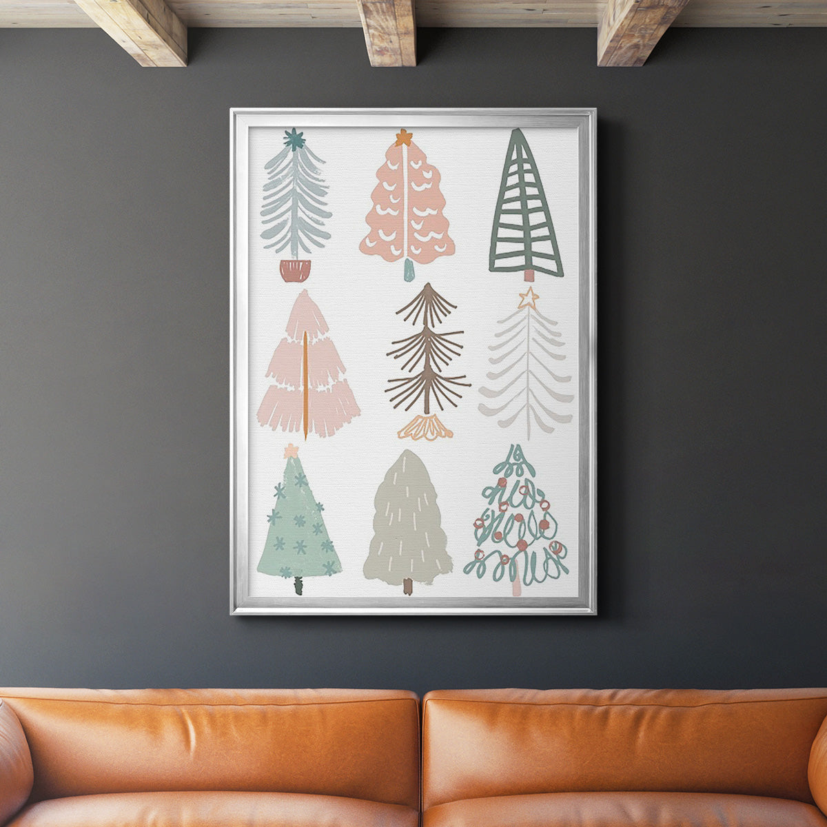 Christmas Tree Sketchbook II - Modern Framed Canvas Print