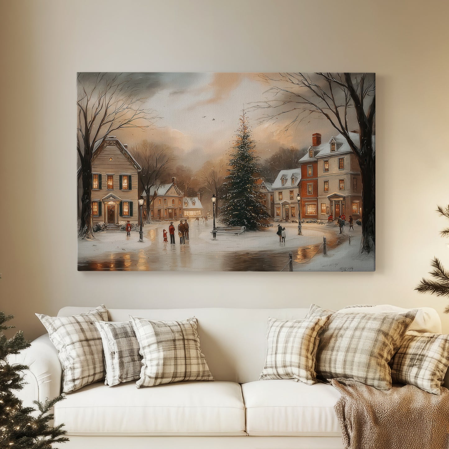 Warm Lantern Eve Green - Canvas Art Print